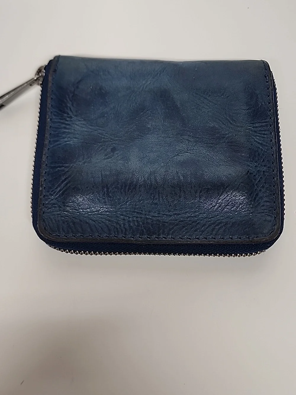 Free People Blue Leather Wallet Minimalist Unisex Quality Made